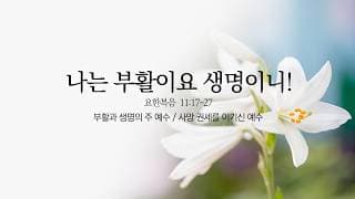 [예원교회] 주일 예배 설교 (2부) 나는 부활이요 생명이니!(요11:17-27) - 정은주목사 - 2026.04.05.