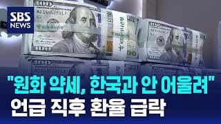 "원화 약세, 한국과 안 어울려"…언급 직후 환율 급락 / SBS