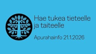 Tammikuun haun apurahainfo 21.1.2026