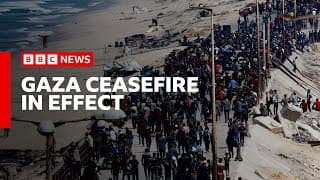 Israeli military says ceasefire now in effect after IDF pulls back from parts of Gaza | BBC News