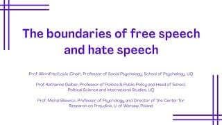 PEPSS seminar 2023 #1: The boundary between free speech and hate speech – Louis, Gelber, Bilewicz