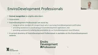 EnviroDevelopment Professional Training Webinar | 13 May, 2025