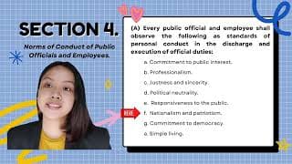 Republic Act 6713: "Code of Conduct and Ethical Standards for Public Officials and Employees."